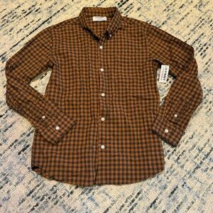 NWT Old Navy Orange Brown and Black Checkered Shirt